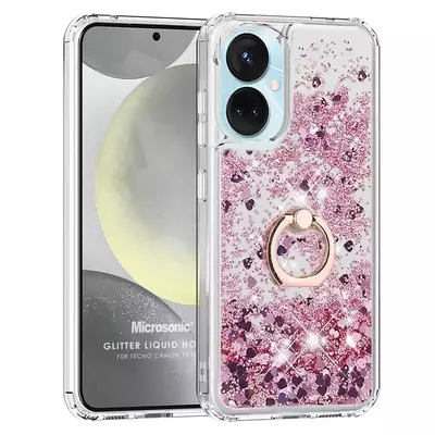 Microsonic TECNO Camon 19 Neo Kılıf Glitter Liquid Holder Pembe