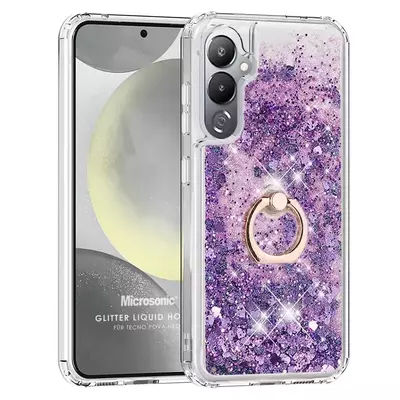 Microsonic TECNO Pova 4 Kılıf Glitter Liquid Holder Mor