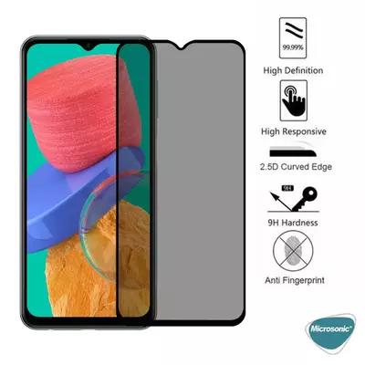 Microsonic TECNO Spark 9 Pro Privacy 5D Gizlilik Filtreli Cam Ekran Koruyucu Siyah