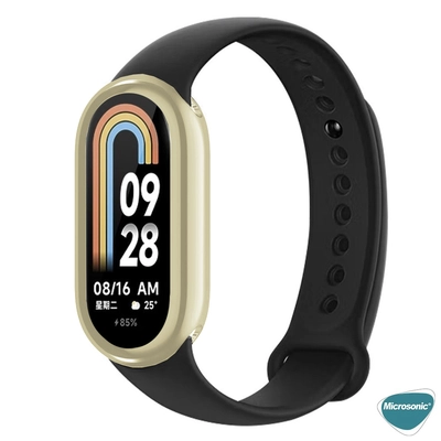 Microsonic Xiaomi Mi Band 8 Kılıf 360 Full Round Soft Silicone Gold