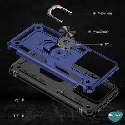 Microsonic Xiaomi Redmi 13C Kılıf Military Ring Holder Kırmızı