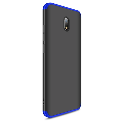 Microsonic Xiaomi Redmi 8A Kılıf Double Dip 360 Protective Siyah Mavi