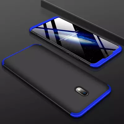 Microsonic Xiaomi Redmi 8A Kılıf Double Dip 360 Protective Siyah Mavi