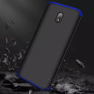 Microsonic Xiaomi Redmi 8A Kılıf Double Dip 360 Protective Siyah Mavi