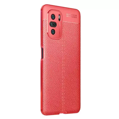 Microsonic Xiaomi Redmi K40 Pro+ Kılıf Deri Dokulu Silikon Kırmızı