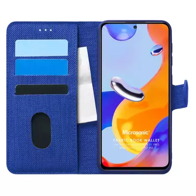 Microsonic Xiaomi Redmi Note 12 Pro 4G Kılıf Fabric Book Wallet Lacivert