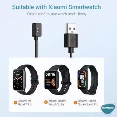 Microsonic Xiaomi Redmi Watch 2 Lite Manyetik USB Şarj Kablosu Siyah