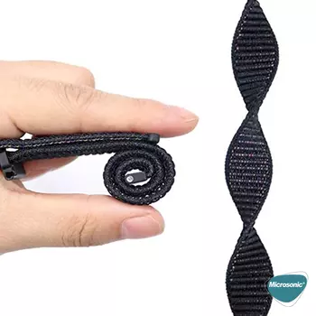 Microsonic Amazfit Bip 3 Pro Hasırlı Kordon Woven Sport Loop Gri