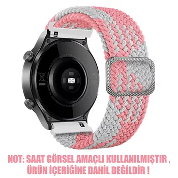 Microsonic Amazfit Bip 5 Kordon Braided Loop Band Pembe Beyaz