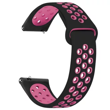 Microsonic Amazfit Cheetat (Square) Rainbow Sport Band Kordon Siyah Pembe