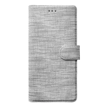 Microsonic Apple iPhone 14 Plus Kılıf Fabric Book Wallet Gri