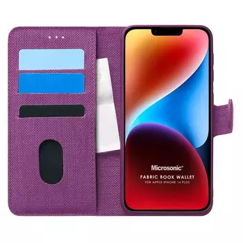 Microsonic Apple iPhone 14 Plus Kılıf Fabric Book Wallet Mor