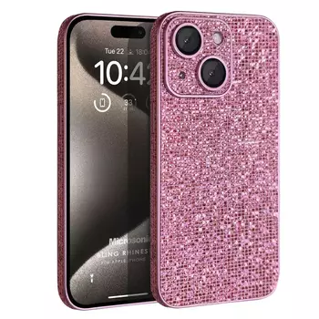 Microsonic Apple iPhone 15 Plus Kılıf Bling Rhinestones Pembe