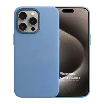 Microsonic Apple iPhone 15 Pro Kılıf Metalist Leather Mavi