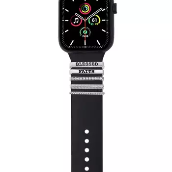 Microsonic Apple Watch 6 40mm Kordon Aksesuarı Blessed Faith Charm Gümüş