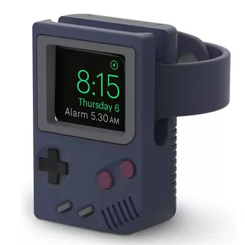 Microsonic Apple Watch 9 45mm Masaüstü Şarj Standı Gameboy Lacivert