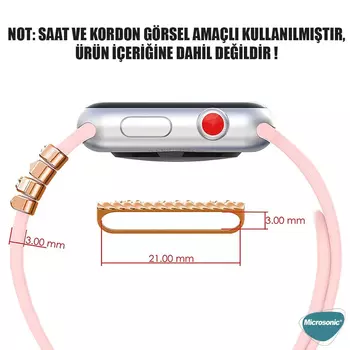 Microsonic Apple Watch SE 2022 40mm Kordon Süsü Charm İnci Kalp Rose Gold