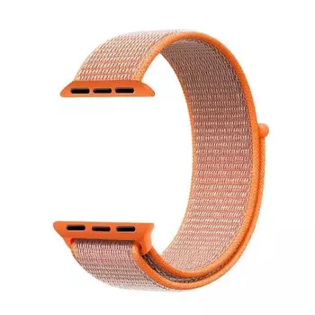 Microsonic Apple Watch SE 2022 44mm Hasırlı Kordon Woven Sport Loop Turuncu