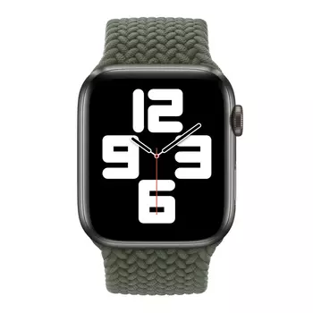 Microsonic Apple Watch SE 2022 44mm Kordon, (Large Size, 160mm) Braided Solo Loop Band Koyu Yeşil