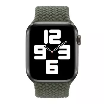 Microsonic Apple Watch SE 2022 44mm Kordon, (Medium Size, 147mm) Braided Solo Loop Band Koyu Yeşil