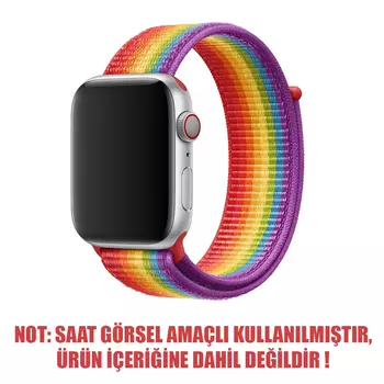 Microsonic Apple Watch Series 9 41mm Hasırlı Kordon Woven Sport Loop Pride Edition