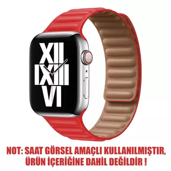 Microsonic Apple Watch Series 9 41mm Kordon Leather Link Band Kırmızı