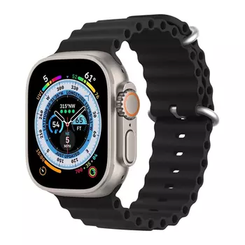 Microsonic Apple Watch Series 9 41mm Kordon Ocean Band Siyah