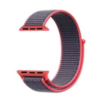 Microsonic Apple Watch Series 9 45mm Hasırlı Kordon Woven Sport Loop Koyu Pembe