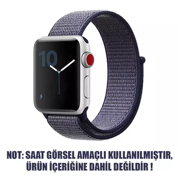 Microsonic Apple Watch Series 9 45mm Hasırlı Kordon Woven Sport Loop Lacivert