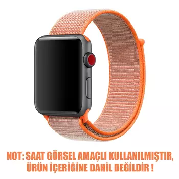 Microsonic Apple Watch Series 9 45mm Hasırlı Kordon Woven Sport Loop Turuncu