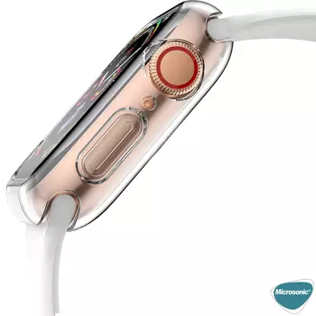 Microsonic Apple Watch Series 9 45mm Kılıf 360 Full Round Soft Silicone Şeffaf