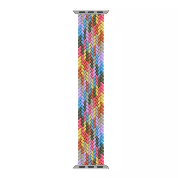 Microsonic Apple Watch Series 9 45mm Kordon, (Large Size, 160mm) Braided Solo Loop Band Gökkuşağı