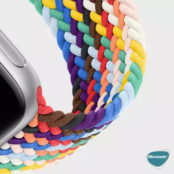 Microsonic Apple Watch Series 9 45mm Kordon, (Medium Size, 147mm) Braided Solo Loop Band Pride Edition