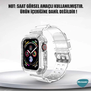 Microsonic Apple Watch Series 9 45mm Kordon Transparent Clear Band Şeffaf