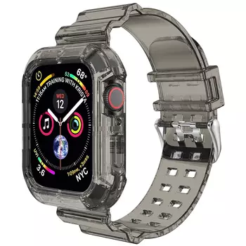 Microsonic Apple Watch Series 9 45mm Kordon Transparent Clear Band Siyah