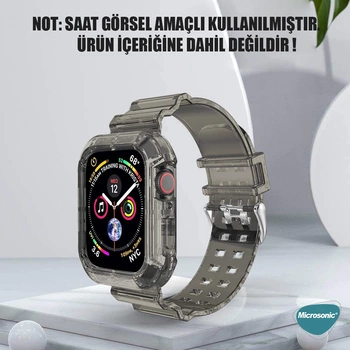 Microsonic Apple Watch Series 9 45mm Kordon Transparent Clear Band Siyah