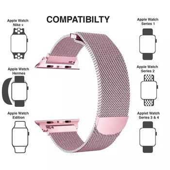 Microsonic Apple Watch Series 9 45mm Milanese Loop Kordon Rose Gold