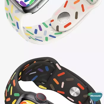 Microsonic Apple Watch Series 9 45mm Silikon Kordon V2 Pride Edition Beyaz