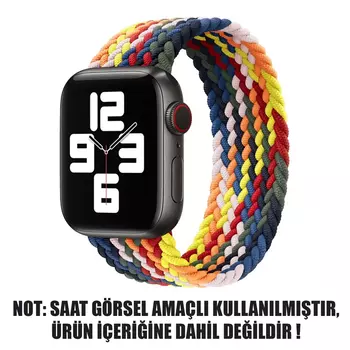 Microsonic Apple Watch Ultra 2 Kordon, (Medium Size, 147mm) Braided Solo Loop Band Multi Color