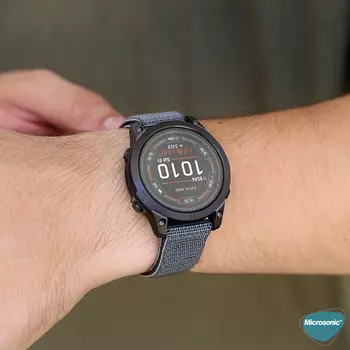 Microsonic Garmin Fenix 3 HR Kordon UltraFit Hasırlı Woven Gri