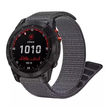 Microsonic Garmin Fenix 5X Plus Titanium Kordon UltraFit Hasırlı Woven Gri