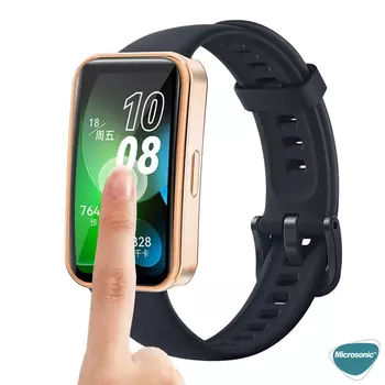 Microsonic Huawei Band 9 Kılıf 360 Full Round Soft Silicone Rose Gold