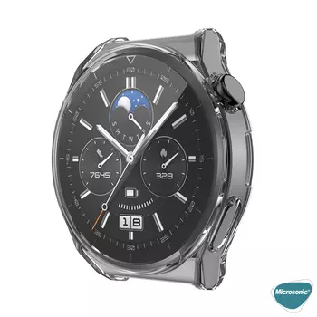 Microsonic Huawei Watch GT 3 Pro 46mm Titanyum Kılıf 360 Full Round Soft Silicone Gümüş