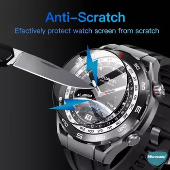 Microsonic Huawei Watch Ultimate Tam Kaplayan Nano Cam Ekran Koruyucu Siyah