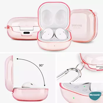 Microsonic Samsung Galaxy Buds 2 Kılıf Askı Aparatlı Tranparan Silikon Pembe