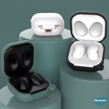 Microsonic Samsung Galaxy Buds FE Kılıf Askılı Mat Silikon Saks Mavi