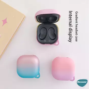 Microsonic Samsung Galaxy Buds FE Kılıf Degrade Rubber Mavi Pembe