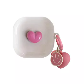 Microsonic Samsung Galaxy Buds FE Kılıf Süslü Kalp Desenli Pembe