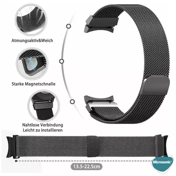 Microsonic Samsung Galaxy Watch 4 44mm Kordon Milano Loop Siyah