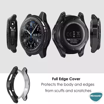 Microsonic Samsung Galaxy Watch 4 Classic 46mm Kılıf 360 Full Round Soft Silicone Gümüş